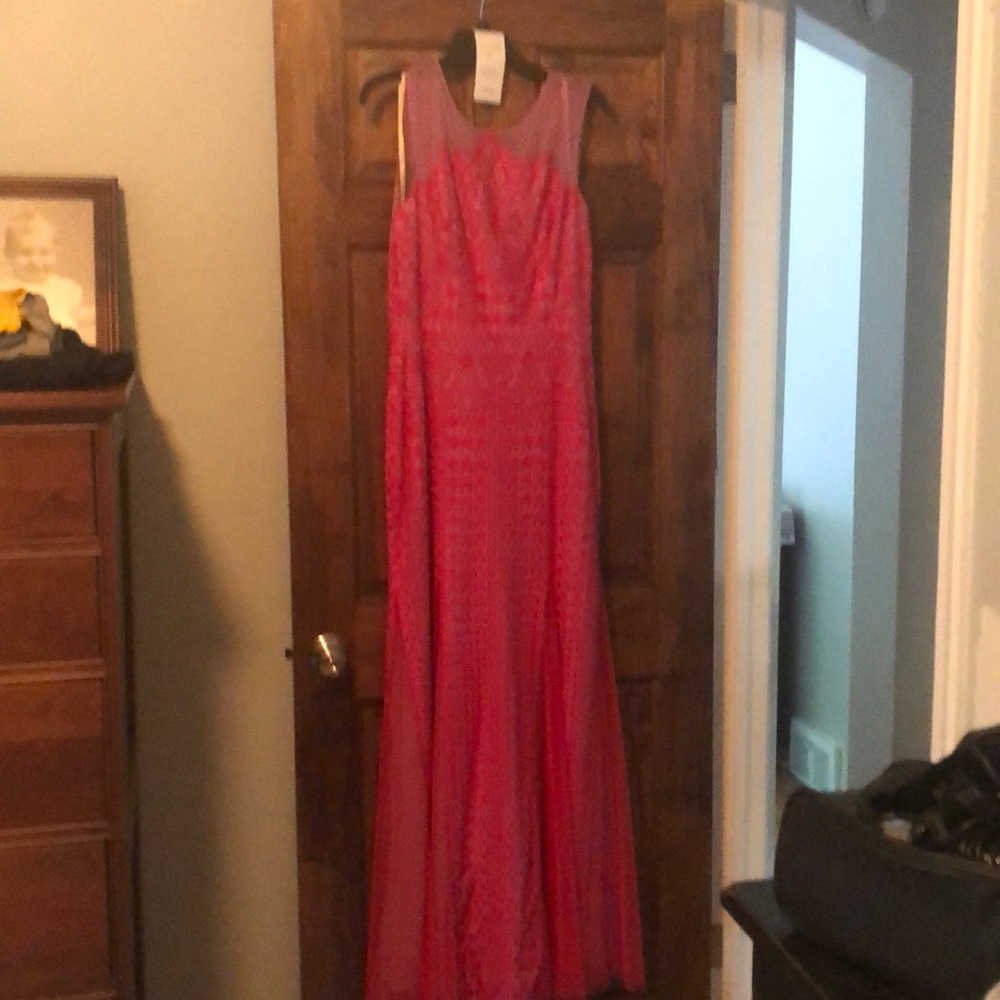 BCBG ELINOR SLEEVELESS LACE GOWN